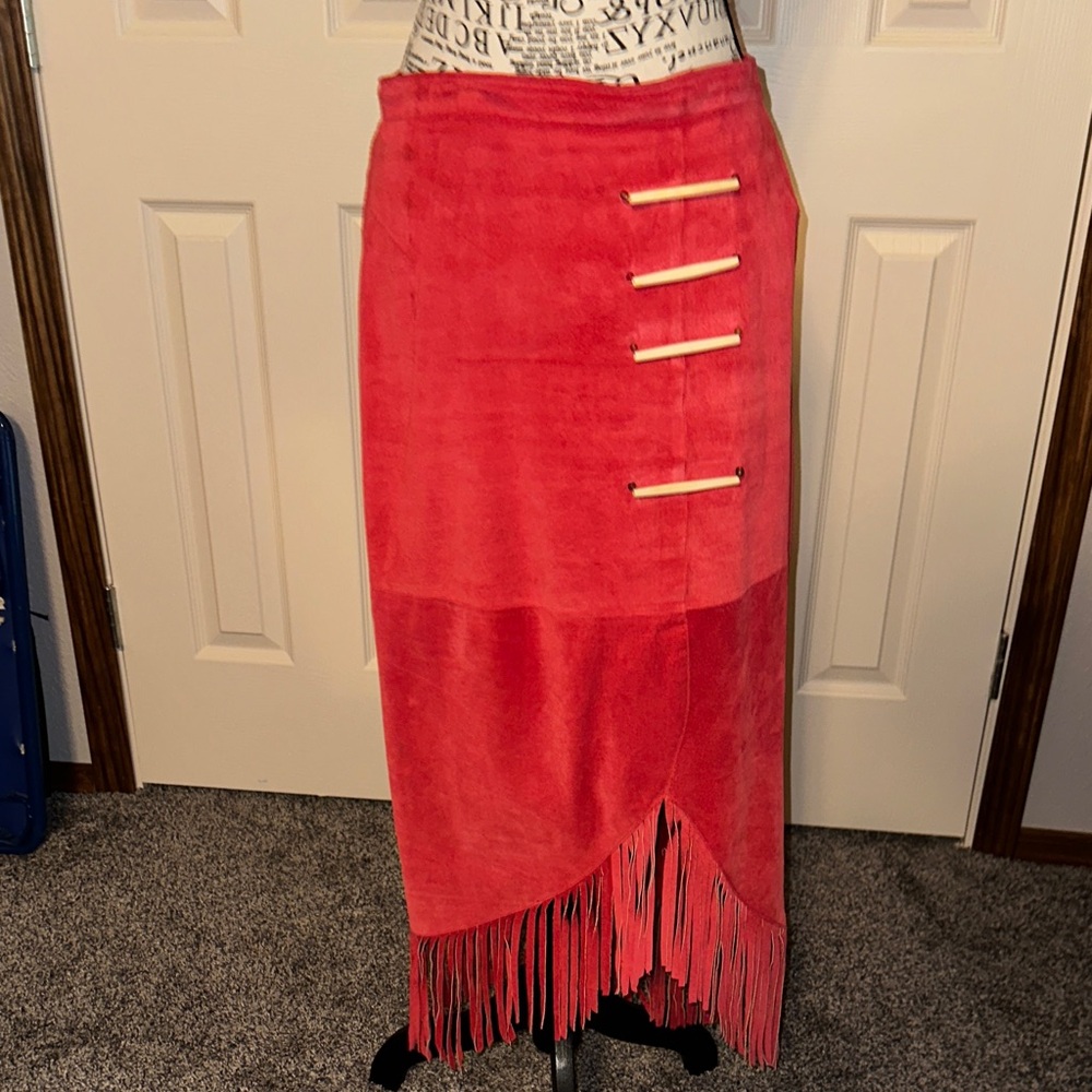 Elegant Vintage Red Fringe Skirt